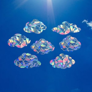 Cloud Suncatcher Stickers – Rainbow Window Decals (Set of 7), Nursery Wall Decor