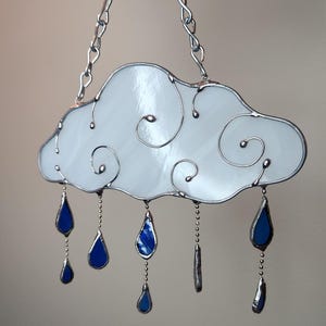 Stained Glass Rain Cloud Suncatcher