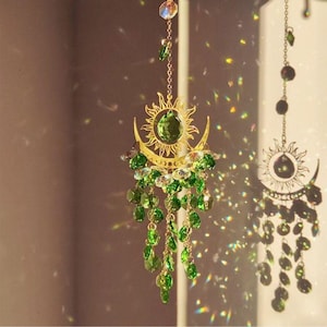 Suncatcher, Crystal Suncatcher, Amethyst Moon Light Catcher, Boho Decor, Housewarming Gift, Wall Hanging, Friendship Gift, Gift For Mother